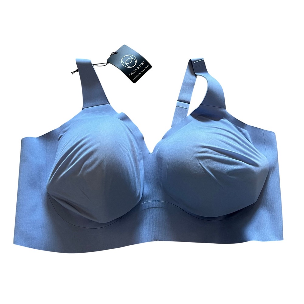 Evelyn Bobbie The Starlette Plunge Bra Blue Wire Free Seamless 3XL NWT
